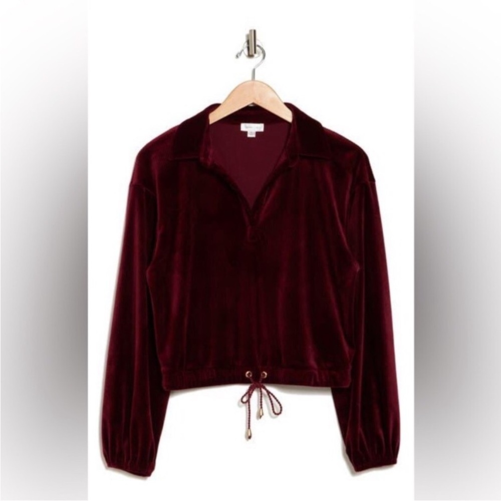 Gemma + Jane Women's Burgundy Velour Sweater